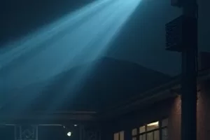 剧集木质收音机封面，木桌上的旧式收音机与散落的磁带